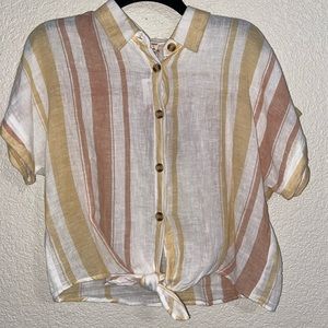 striped button up blouse